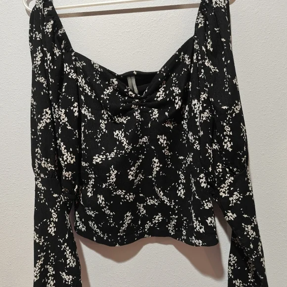 Anthropologie Floral Sweetheart Top Large Blouse Cropped Puffer Sleeves Boho - Picture 5 of 8